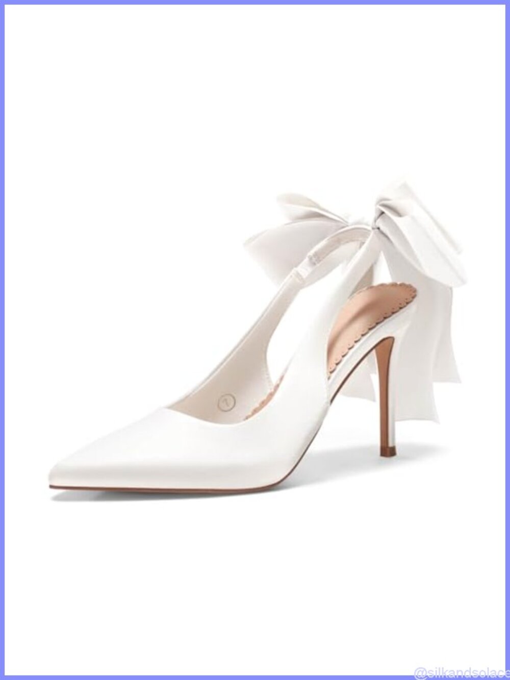 Women's Slingback Satin Pumps Bow Pointed Toe Stiletto Heels Wedding Dress Shoes